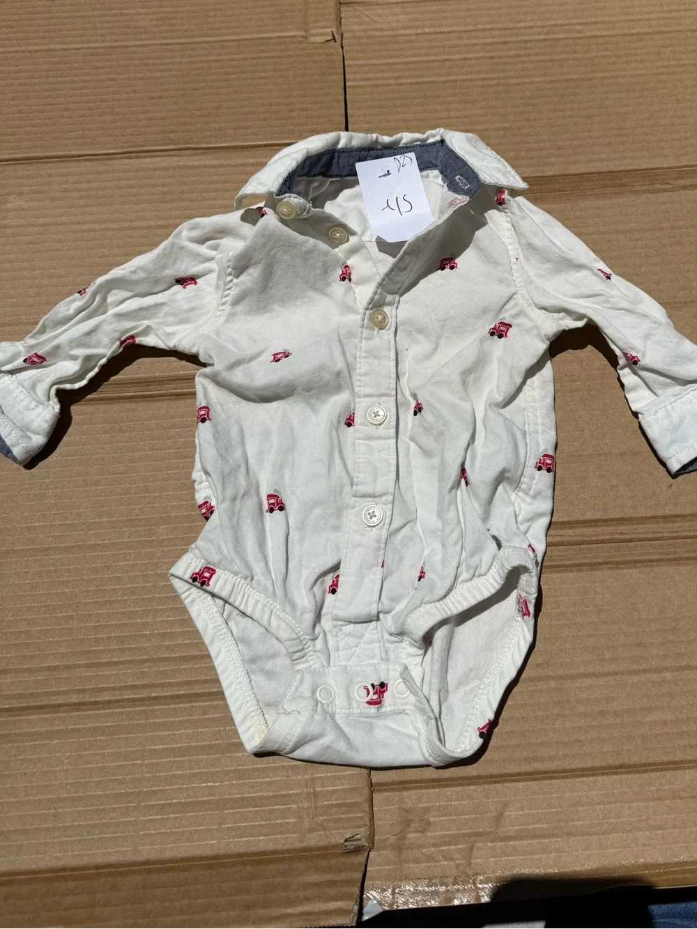 OshKosh B'gosh White Long-Sleeve One-Piece with Red Car Print #21